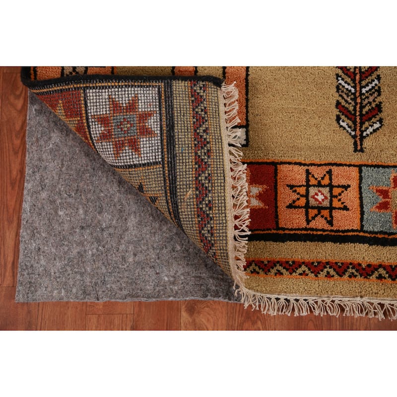 Hand Knotted Oriental 100% Wool Carpet Traditional Tribal Yellow & Gold Heriz (serapi) Runner Rug - 10' 0'' X 4' 1''