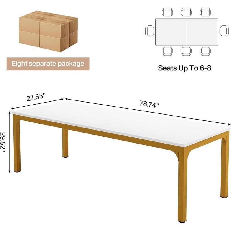 78.74-Inch Conference Table Set,13FT Conference Room Table, Large Rectangle Meeting Seminar Tables Set,Long Business Tables