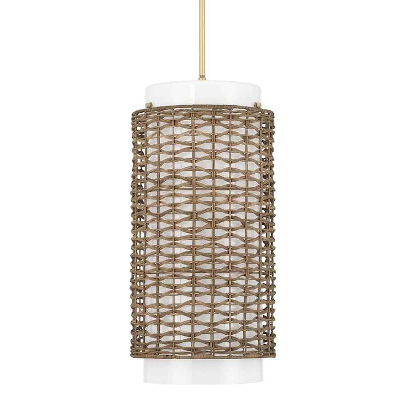 Hunter Laila Luxe Gold with Cased White Glass 1 Light Pendant Ceiling Light Fixture
