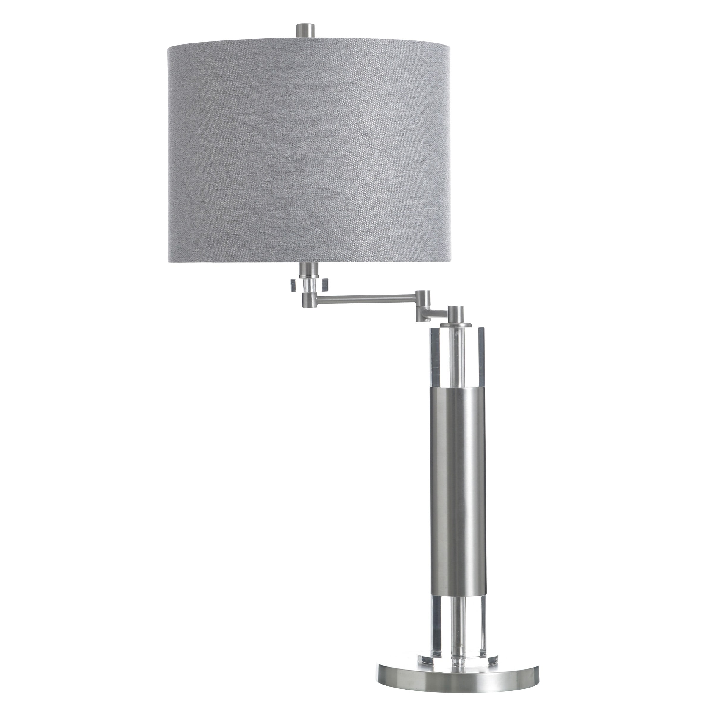StyleCraft Steel Table Lamp - Brushed Steel - Grey Shade