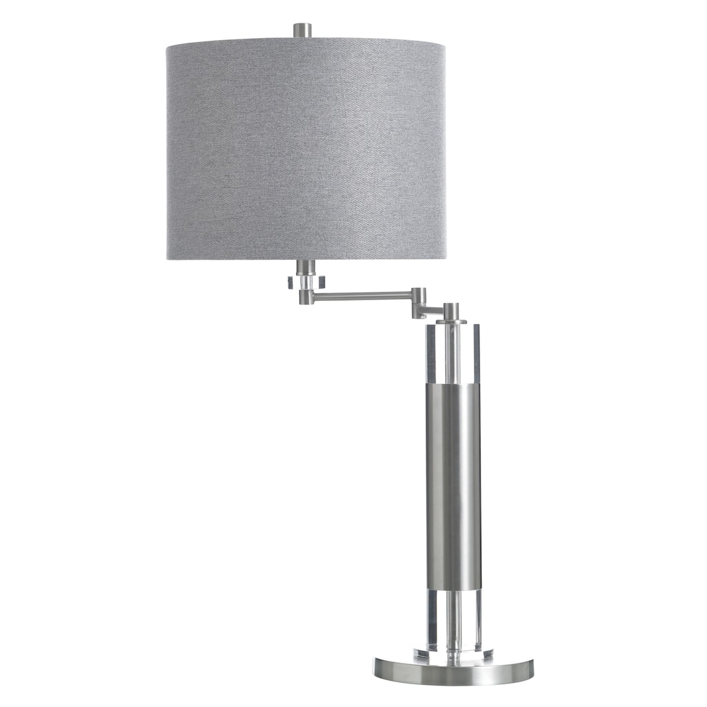 StyleCraft Steel Table Lamp - Brushed Steel - Grey Shade