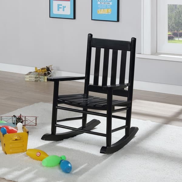 slide 2 of 40, Youth Rocking Chair with Brown/White/Black Slat for patio kids bedroom