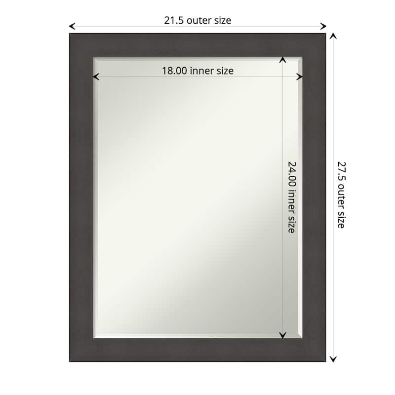 Blaine Narrow Half-Inch-Bevel Framed Wall Mirror - Glass Size 18x24 - Blaine Light Pewter Narrow