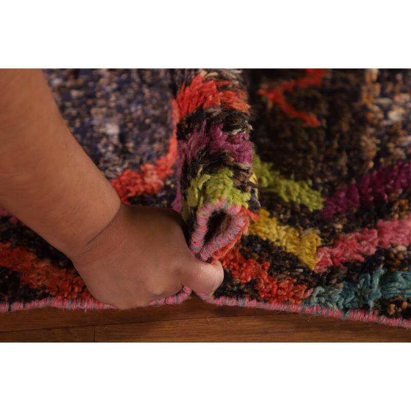 Tribal Plush Moroccan Area Rug Hand-Knotted Wool Carpet - 9'0" x 12'5"