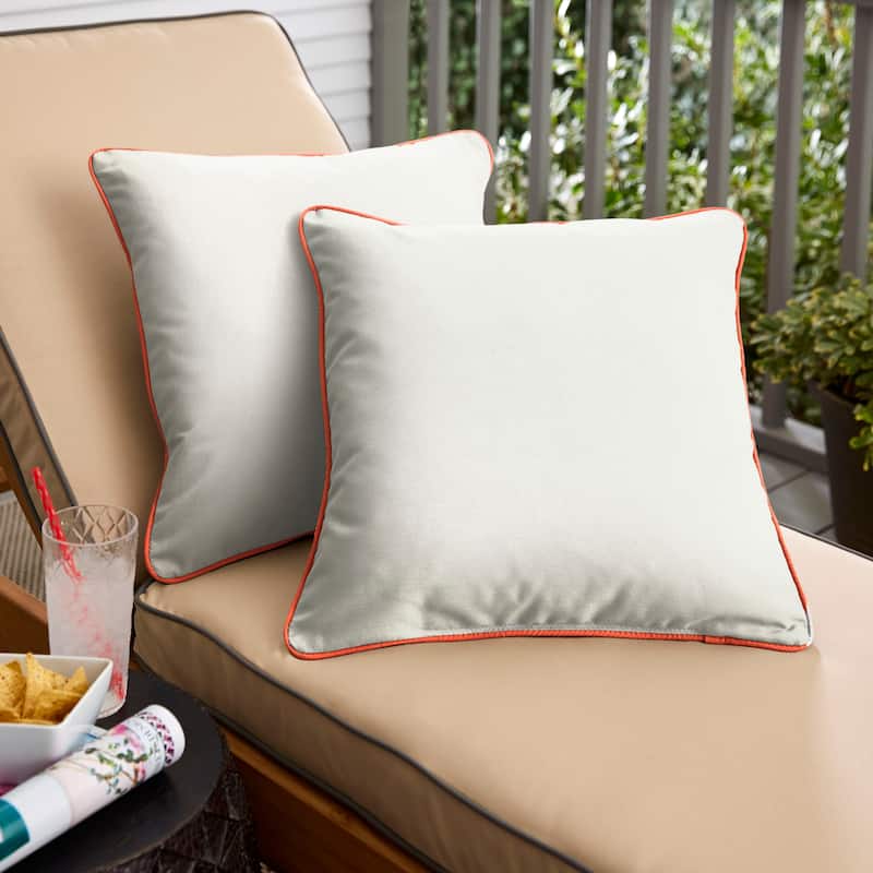 Sunbrella Canvas Natural/ Canvas Melon Indoor/ Outdoor Pillow Set - 18 in x 18 in