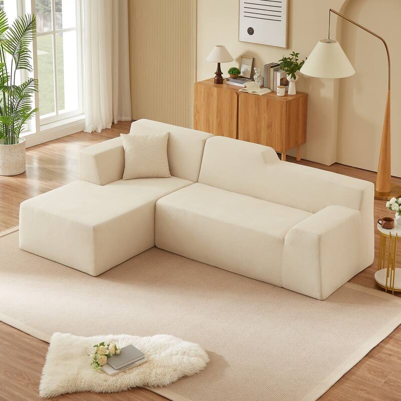 96.46" L-Shaped Corduroy Sectional Sofa, No Assembled Required