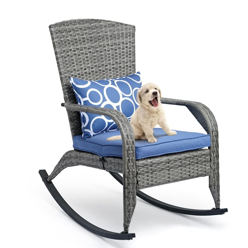 Outdoor Wicker Rocking Chair, Rattan Recliner