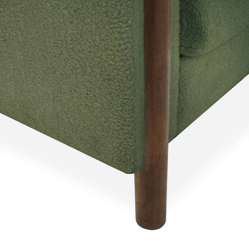 Christopher Knight Home Rowan Accent Chair Curved Handrails Single Sofa with Walnut Legs