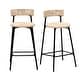 preview thumbnail 28 of 28, Hand Woven Bar Stools with Back Set of 2 Paper Rope Round Barstools with Footrest for Kitchen Island & Dining Rooms