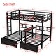 preview thumbnail 4 of 10, Black Full XL over Twin Metal Triple Bunk Bed with Drawers and Shelving