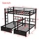 preview thumbnail 4 of 10, Black Full XL over Twin Size Metal Triple Bunk Bed with Drawers, Multi-functional Metal Frame Bed, Bed Head with Shelving