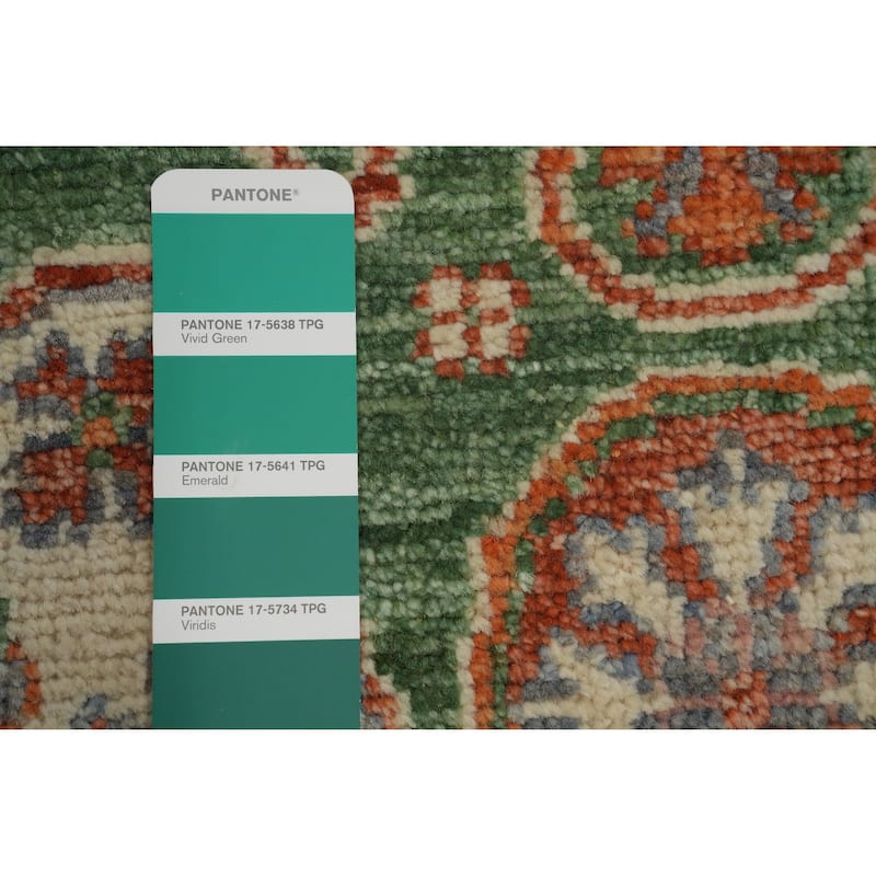 Hand Knotted Traditional Wool Orange Geometric Area Rug - 8' 2'' X 7' 8''