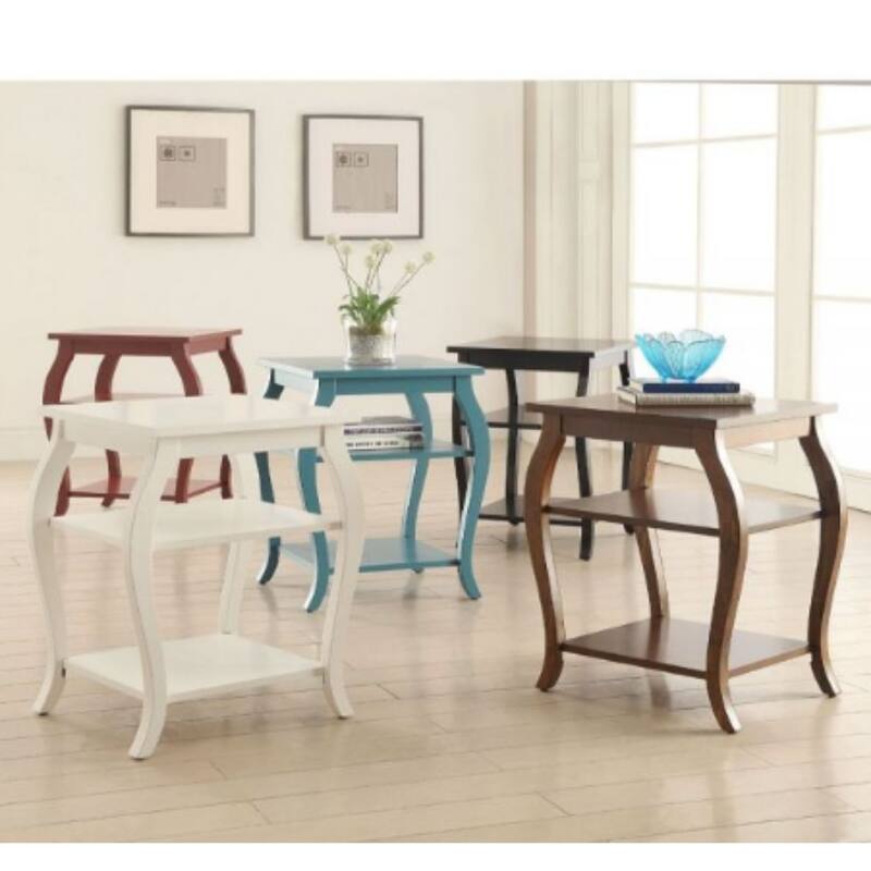 Compact 23" Solid Wood Rectangular Side Table with Two Bottom Shelves for Living Room Decor - 20"L X 18"W x 23"H