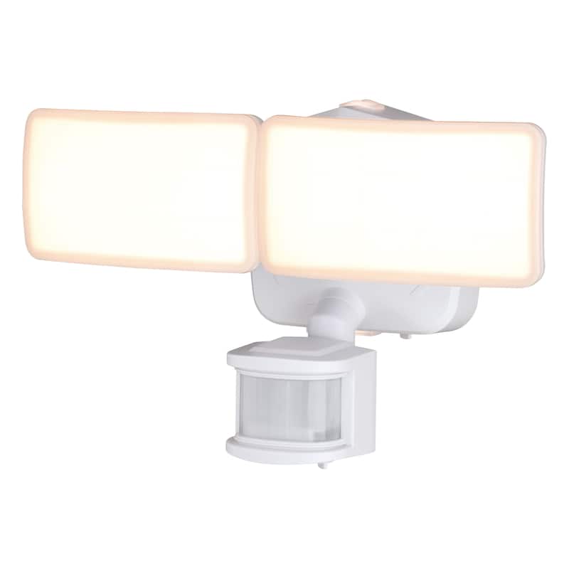 Merill White Integrated LED Motion Sensor Dusk to Dawn Outdoor Security Flood Light - 11.5-in W x 7.25-in H x 5.75-in D - White - 11.5-in W x 7.25-in H x 5.75-in D