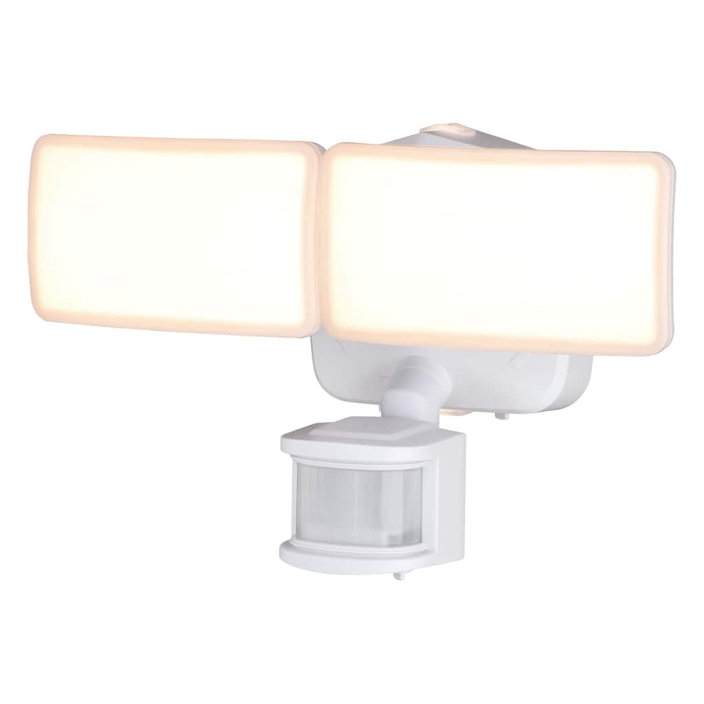 Merill White Integrated LED Motion Sensor Dusk to Dawn Outdoor Security Flood Light - 11.5-in W x 7.25-in H x 5.75-in D