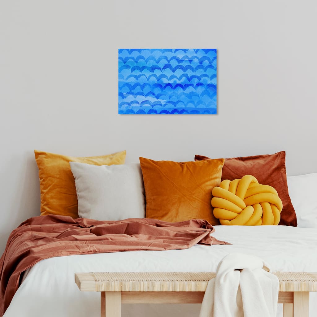 Wynwood Studio Canvas Abstract Lets Get Wavy Blue and Dark Blue Modern & Contemporary Wall Art Canvas Print