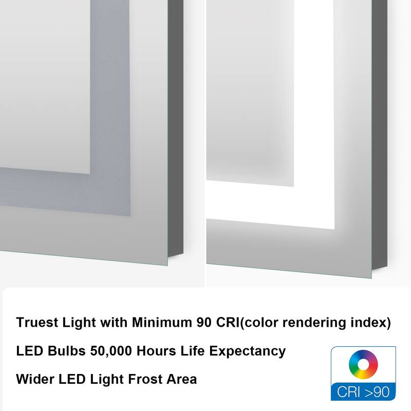 Wall Mounted LED Bathroom Mirror With Memory Function,Dimmable, Anti-Fog (Horizontal/Vertical)