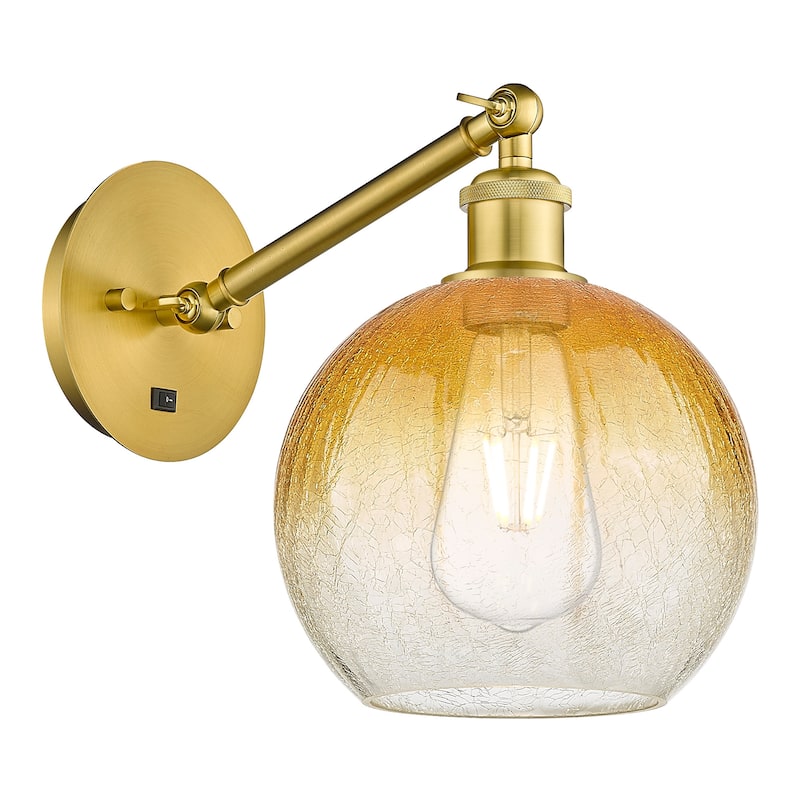 Innovations Lighting 317-1W-11-8 Brookhaven Globe Sconce Brookhaven - Satin Gold / Amber