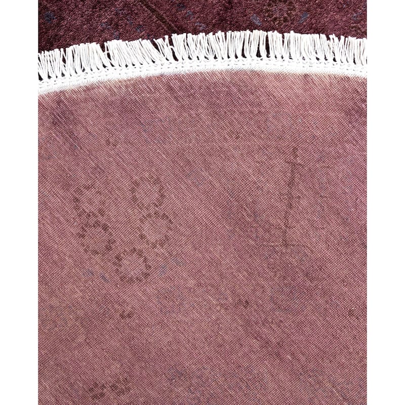 Overdyed One-of-a-Kind Hand-Knotted Round Area Rug - Purple - 6' 1" x 6' 1"