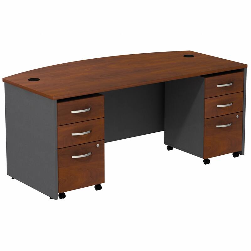 Series C 72W Bow Front Desk with Drawers by Bush Business Furniture - Hansen Cherry