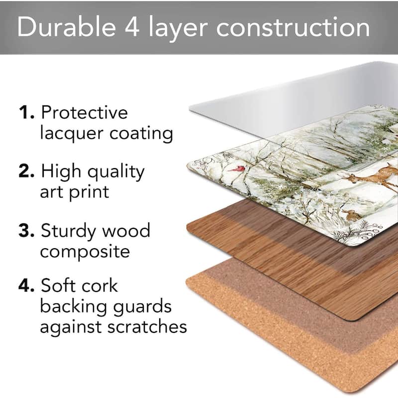 Cala Home Winter Forest by Susan Winget Hardboard Placemat Boxed Set of 4