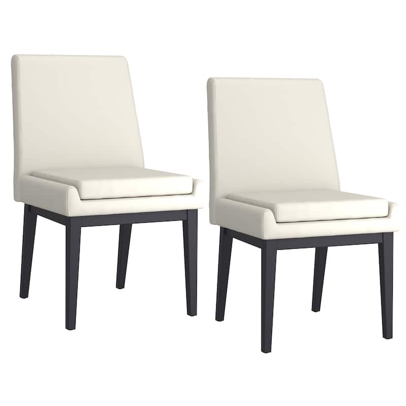 Contemporary Faux Leather and Metal Dining Chair, Set of 2 - N/A