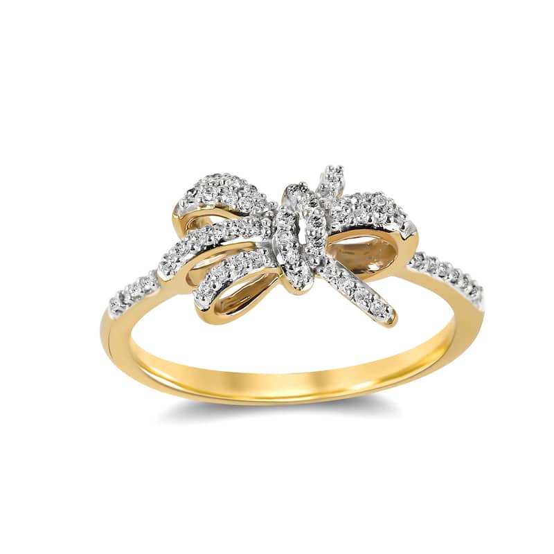 1/6ct TDW Diamond Knot Bow Fashion Ring in 10K Gold for Women - 7.5 - Yellow