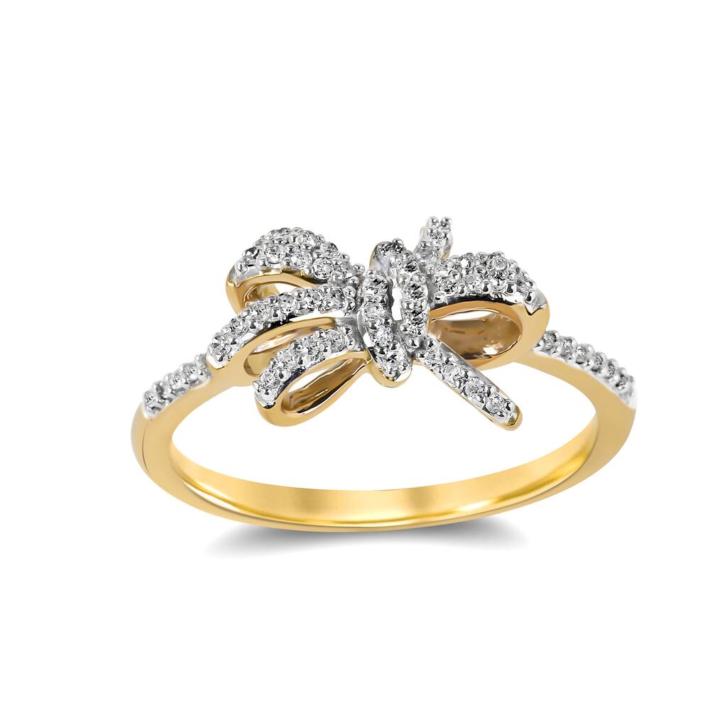 1/6ct TDW Diamond Knot Bow Fashion Ring in 10K Gold for Women