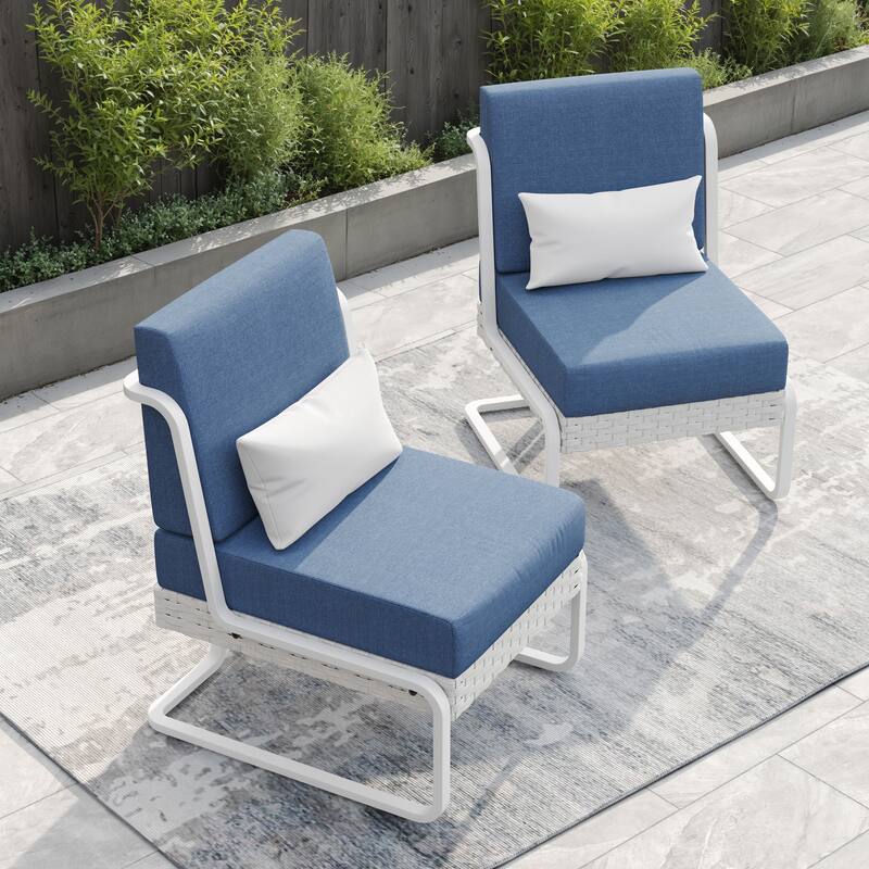 Corvus Akrotiri Outdoor Wicker Club Chair Set (Set of 2) with Olefin Cushions