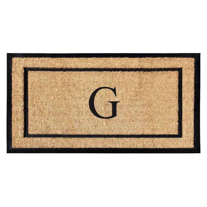 A1HC Natural Coir Monogrammed Door Mat for Front Door, Durable Large Outdoor Rug, Heavy Duty Welcome Doormat - 24" X 48"