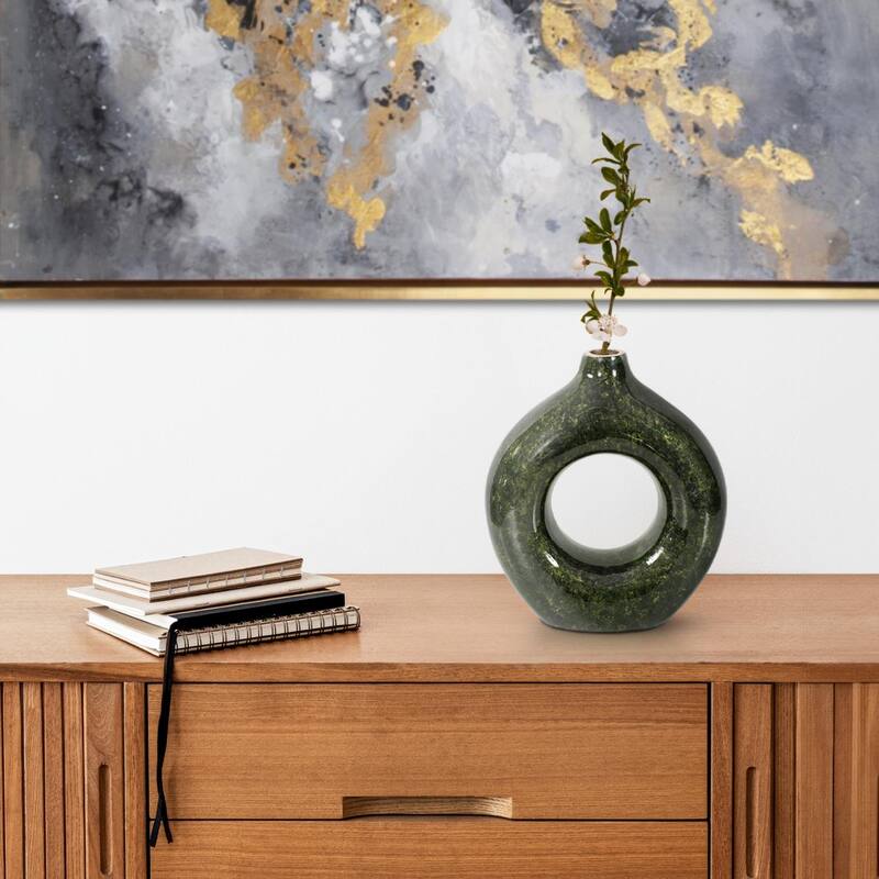 Renaldi Emerald Gold Round Vase- Medium