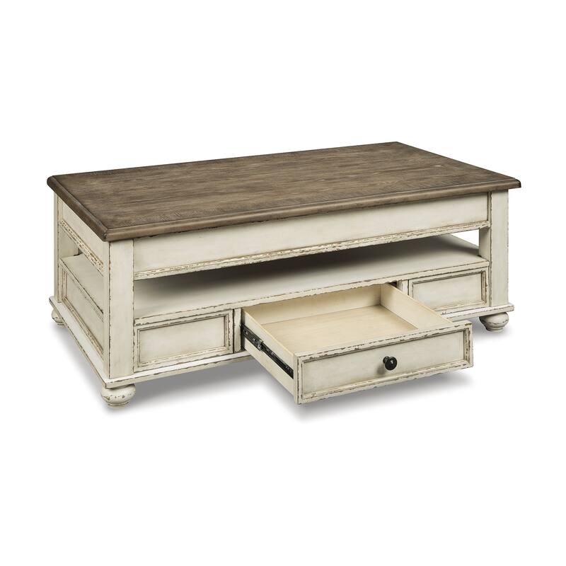 Signature Design by Ashley Realyn White/Brown 2-Piece Table Package - 47" W x 28" D x 18" H