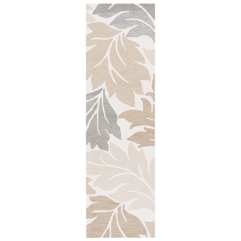 SAFAVIEH Handmade Jardin Jappe Country Botanical Wool Rug - 2'3" x 8' Runner - Ivory/Brown