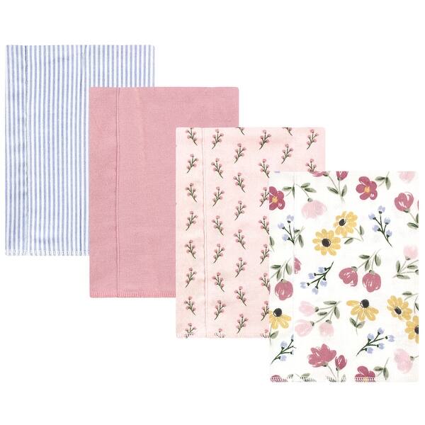slide 1 of 1, Hudson Baby Infant Girl Cotton Flannel Burp Cloths, Soft Painted Floral 4 Pack, One Size - Soft Painted Floral 4 Pack - One Size One Size - Soft Painted Floral 4 Pack