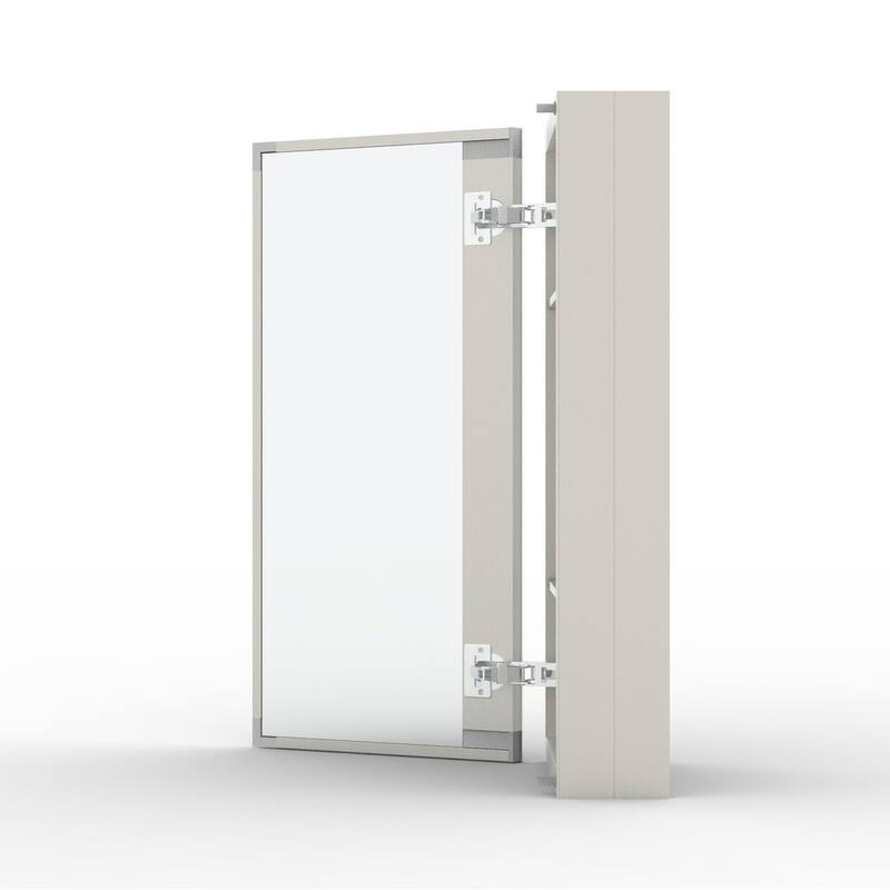 12" x 24" Rectangular Aluminum Surface Mount Medicine Cabinet with Mirror and Shelves