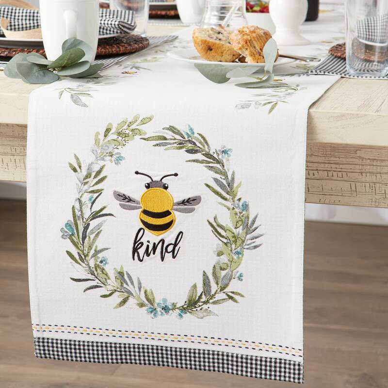 DII Bee Kind Reversible Embellished Table Runner - Reversible Table Runner, 14x108"