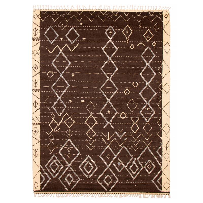 ECARPETGALLERY Hand-knotted Pak Finest Marrakesh Brown Wool Rug - 8'0 x 10'8 - Dark Brown - 8'0 x 10'8