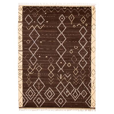 ECARPETGALLERY Hand-knotted Pak Finest Marrakesh Brown Wool Rug - 8'0 x 10'8