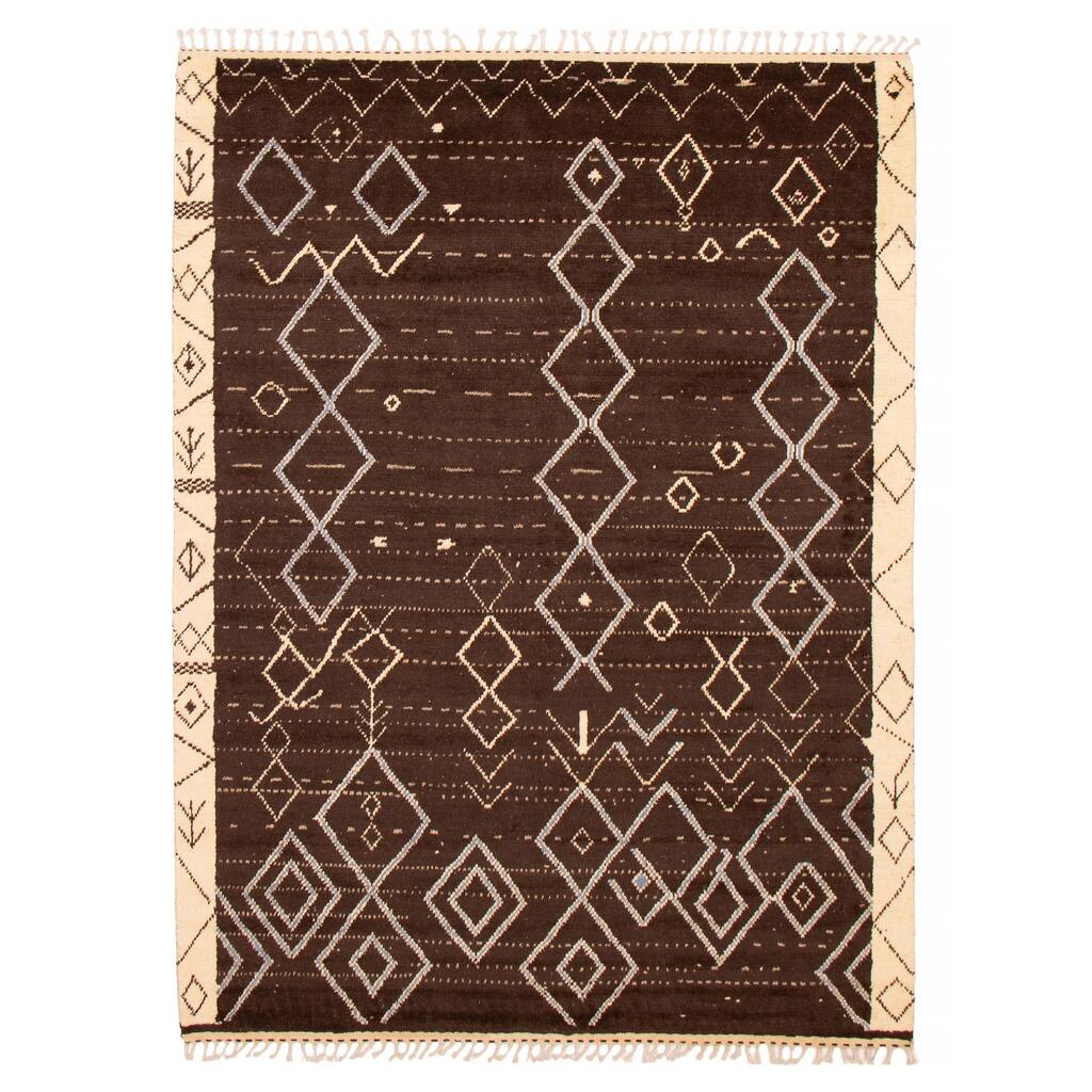 ECARPETGALLERY Hand-knotted Pak Finest Marrakesh Brown Wool Rug - 8'0 x 10'8