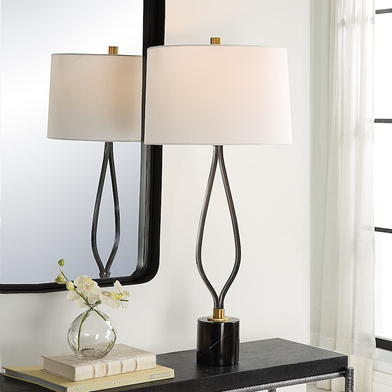Uttermost Separate Paths Iron Table Lamp - 36"H,   Shade 11"H x 16" Dia.