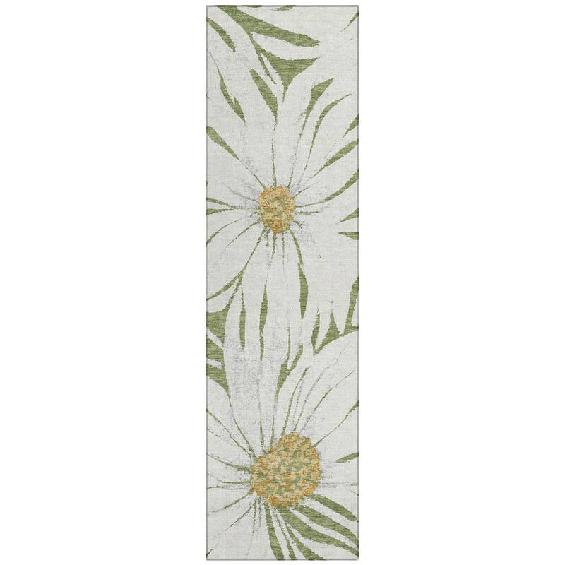 Machine Washable Indoor/ Outdoor Floral Chantille Rug