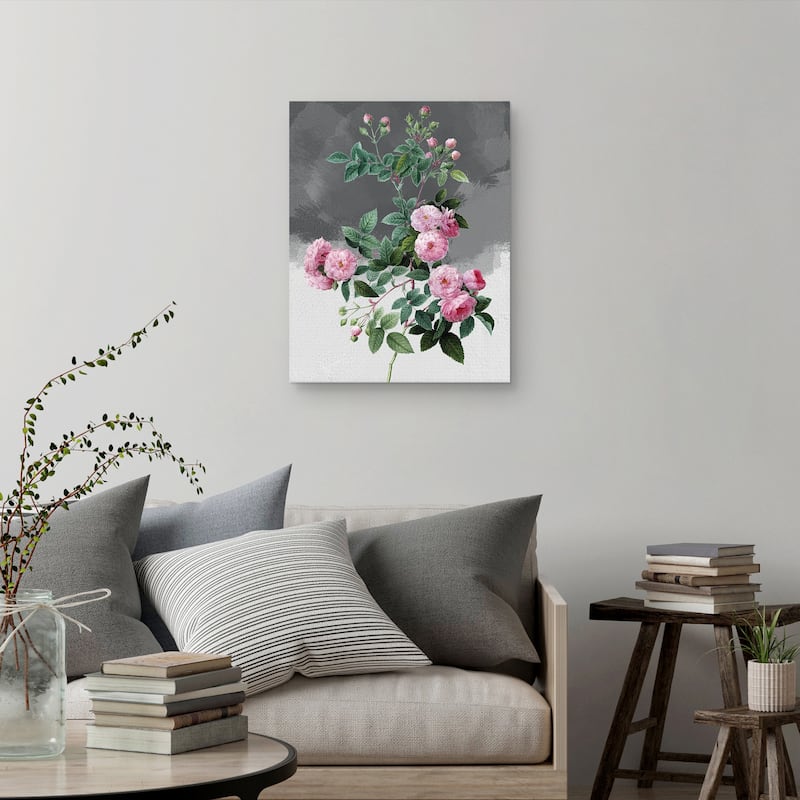 Pink Roses Grey by Design Lab Canvas Art Print