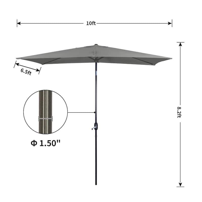 10 ft. Aluminum Rectanglar Market Patio Umbrella without Base