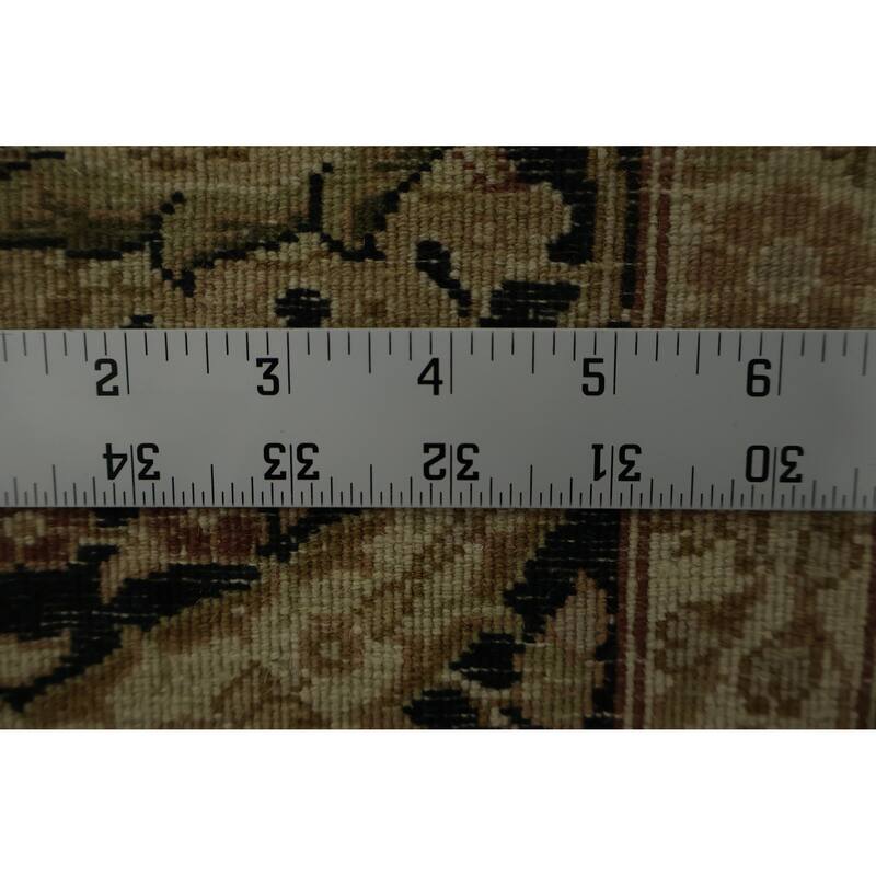 Hand Knotted Oriental 100% Wool Carpet Traditional All-Over Green Ziegler Area Rug - 8' 10'' X 6' 2''