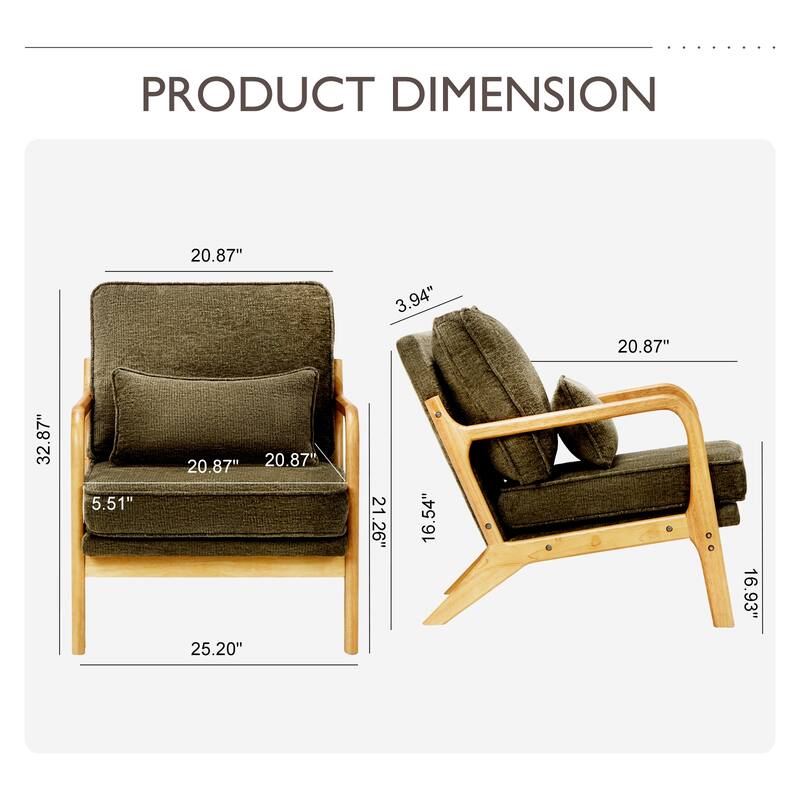 Mid Century Modern Accent Chair with Lumbar Pillow
