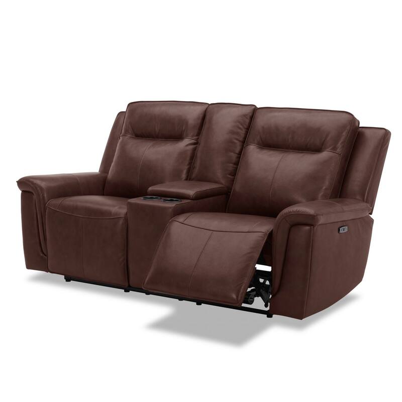 Liberty Furniture Avery Power Reclining Loveseat with Console Cognac Leather - Width 80'' x Depth 39 x Height 41''