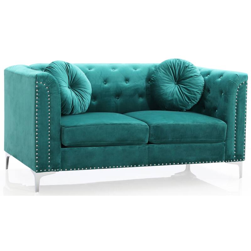Pompano Velvet Button Tufted Loveseat