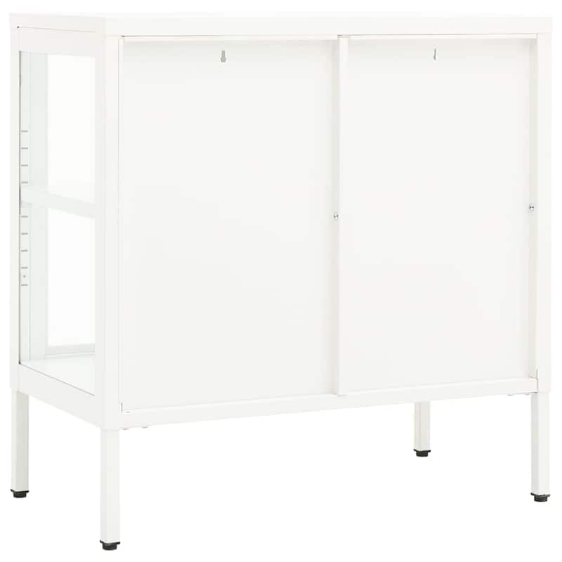 vidaXL Sideboard White 27.6"x13.8"x27.6" Steel and Glass