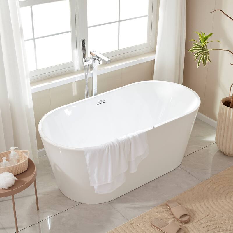 Vanity Art 59" Acrylic Freestanding Soaking Bathtub