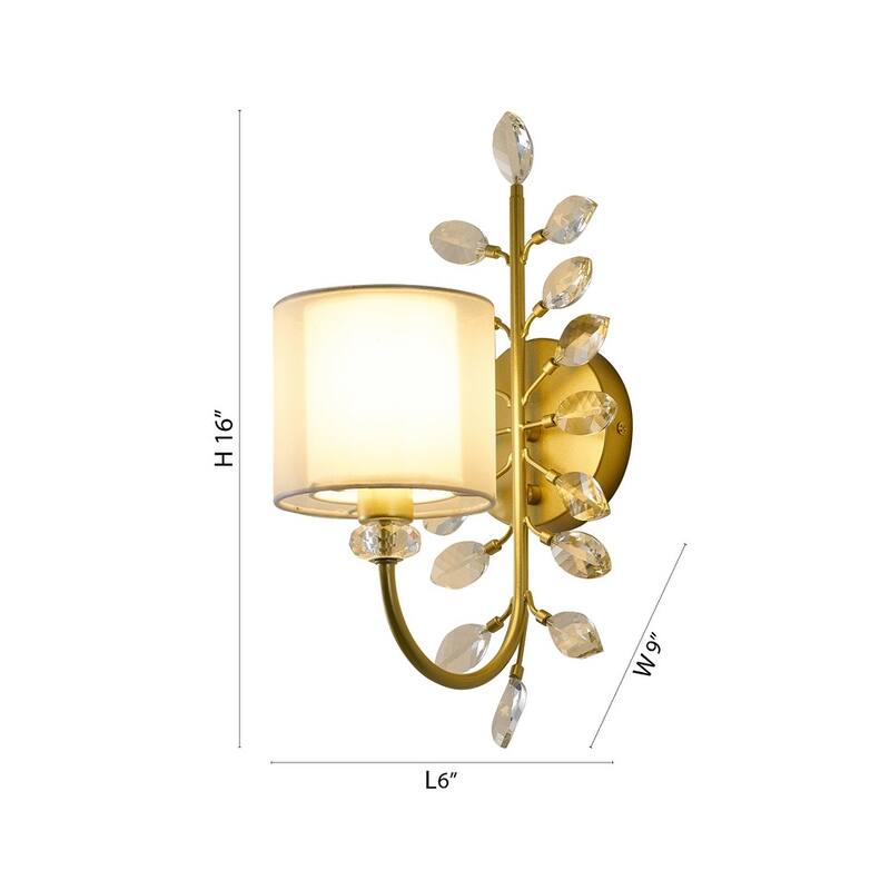 1-Light Aged Silver Wall Sconce With A Shade And Crystals